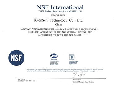 NSF Certificate 58